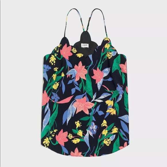 💕Beautiful Floral Scalloped Jcrew Spaghetti Top💕 - Picture 5 of 7